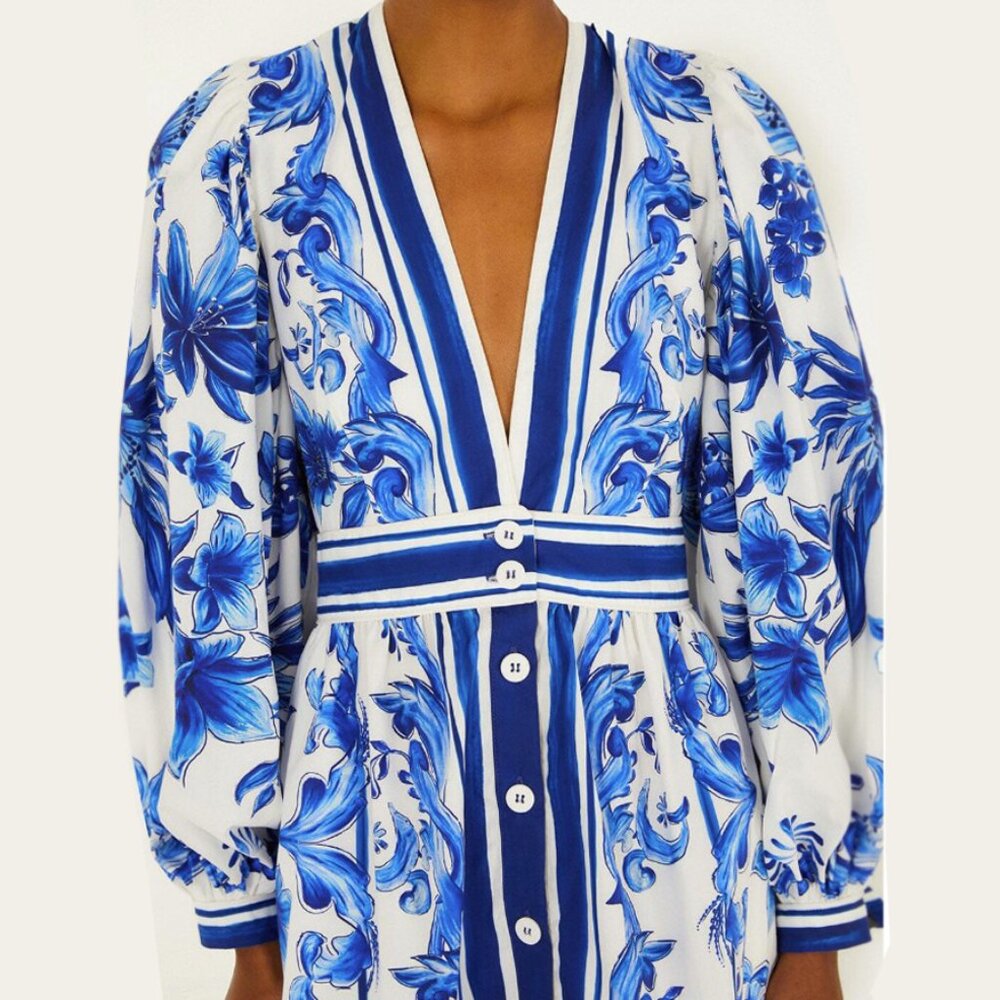 Farm Rio Off-White Garden Tiles Mini Dress - Picture 3 of 16